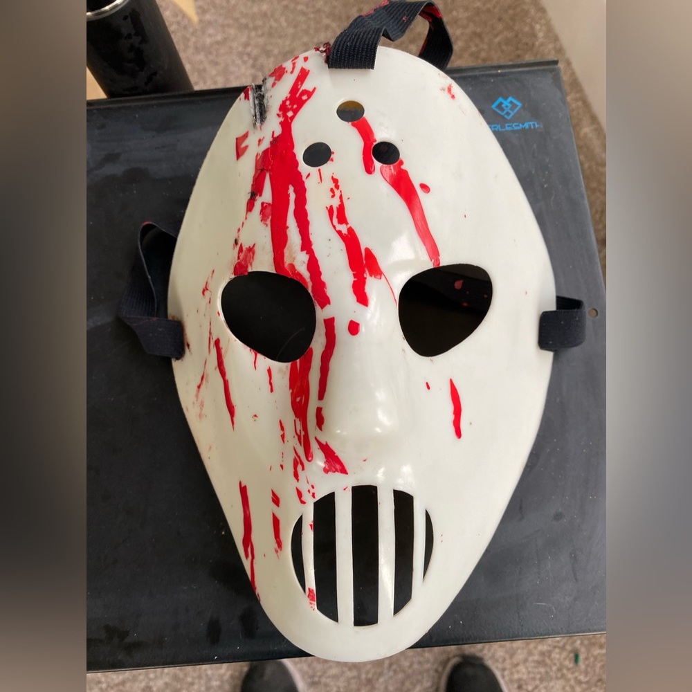 Jason Hockey Mask Glow in the Dark Fun World #9212 Halloween Hockey Mask Blood